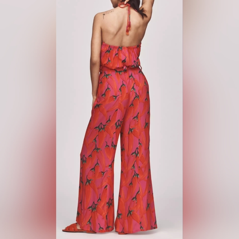 NOT AVAILABLE Farm Rio Halter Jumpsuit Ladies Size Large - Picture 2 of 6
